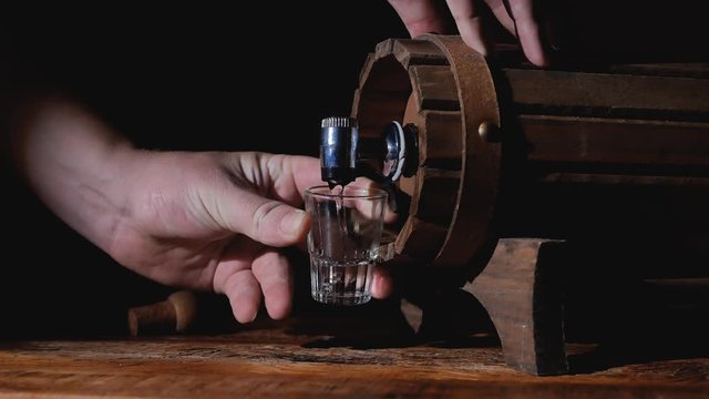 Typical brazilian alcoholic drink, cacha&ccedil;a in the barrel