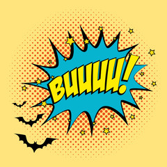 explosion with bats flying pop art style icon vector illustration design