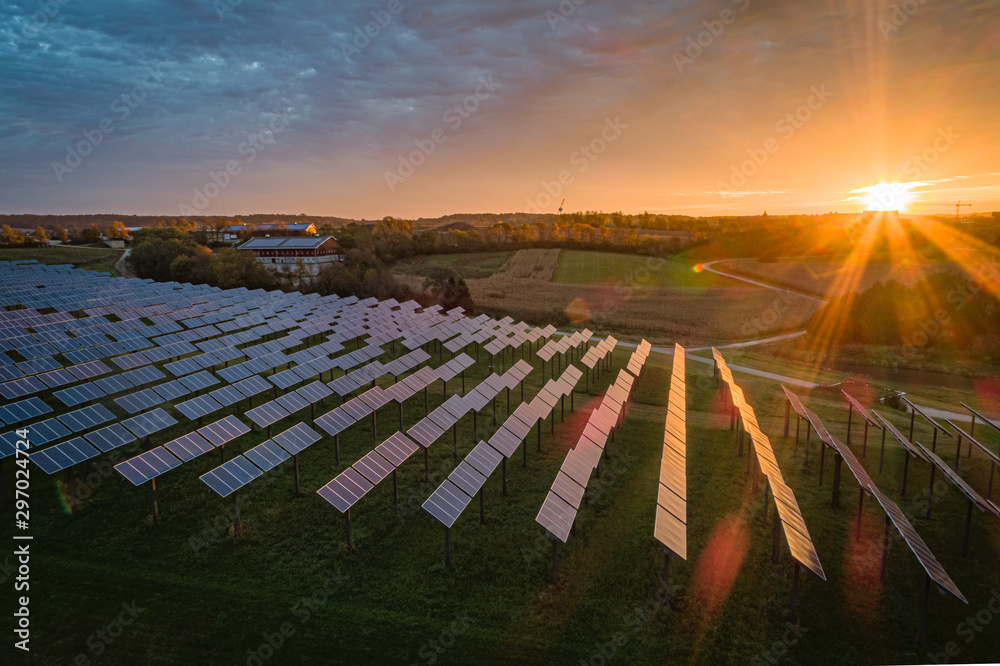 Wall mural solar field in autumn