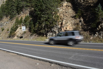 Fast Car at 40 mph Colorado canyon road