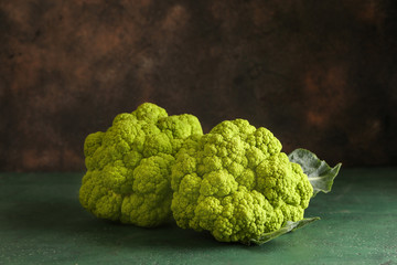 Fresh cauliflower cabbage on table