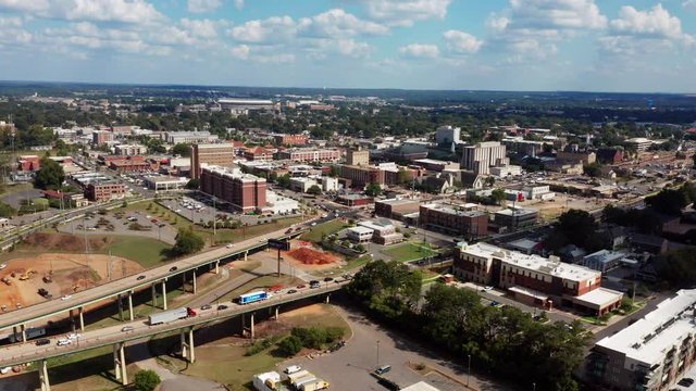 Aerial View over Tuscaloosa in western Alabama Traffic Fast Motion