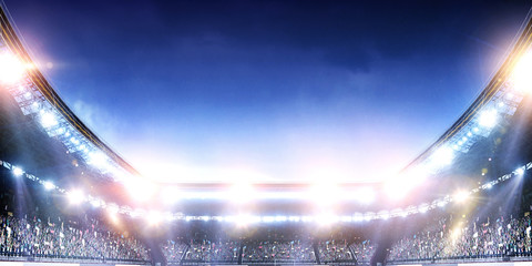 Full night football arena in lights