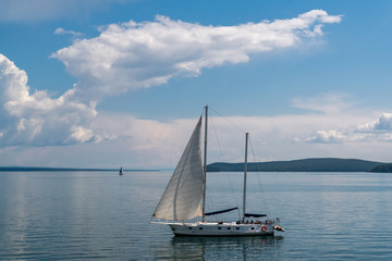 Yacht sails on the Angara