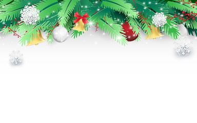 Christmas tree Branches and ornaments. christmas Banner, posters, headers, cards and website