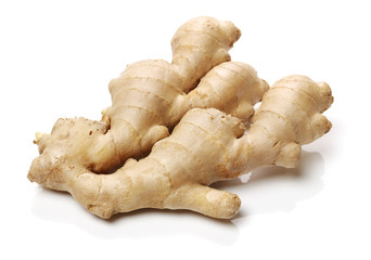 fresh ginger on white background 