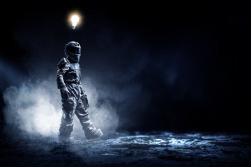 Obraz na płótnie Canvas Spaceman in space, a spacewalk