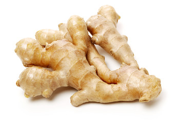 fresh ginger on white background 