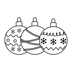 decorative balls ornament celebration merry christmas thick line