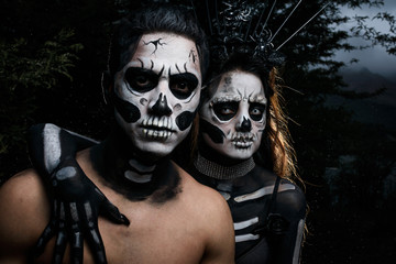 Pareja de calaveras de San La Muerte en el día de los muertos