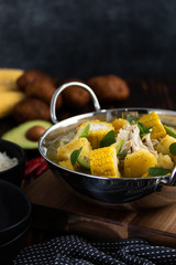 Chicken soup with potato and corn