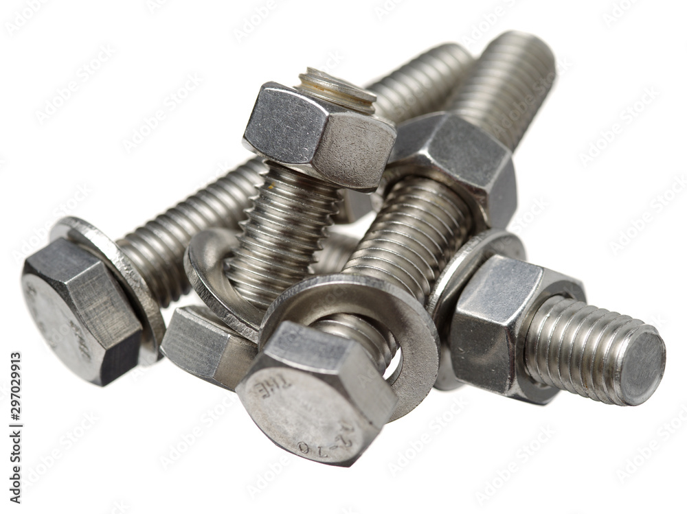 Wall mural bolt and nut isolated on white background