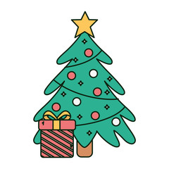 tree gift star lights balls snow merry christmas