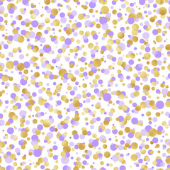 Purple and Gold Confetti Seamless Pattern - Cute purple and gold confetti repeating pattern design