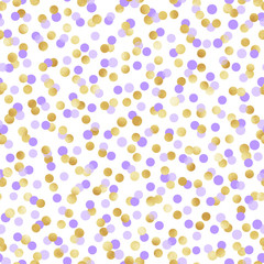 Purple and Gold Confetti Seamless Pattern - Cute purple and gold confetti repeating pattern design