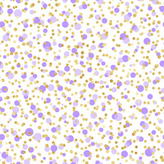Purple and Gold Confetti Seamless Pattern - Cute purple and gold confetti repeating pattern design