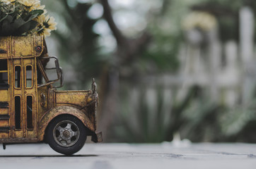  Flower handmade on truck old vintage background 