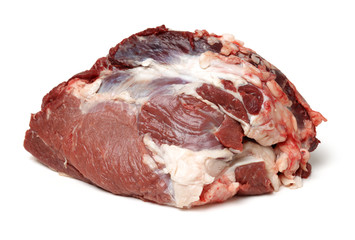 huge red meat chunk isolated over white background 