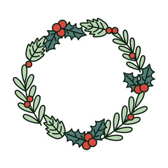 garland holly berry leaves merry christmas