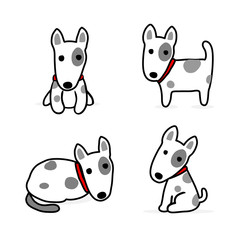 Cute Cartoon dog set. Vector illustration.