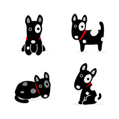 Cute Cartoon dog set. Vector illustration.
