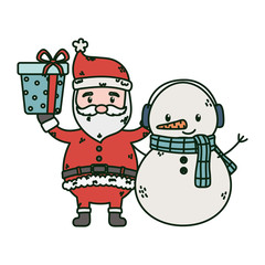 santa and snowman with gift celebration merry christmas