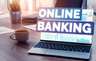 Online Banking for Digital Money Technology Concept. Graphic interface showing money transfer on...