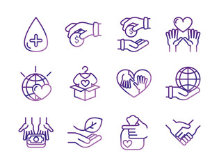 Fototapeta premium charity help donation icons set