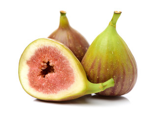 Ripe figs on a white background