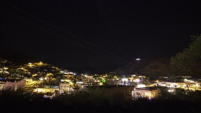Night time lapse of the historic mining town of Bisbee, AZ