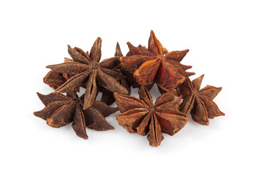 chinese star anise, star anise or star aniseed isolated on white background