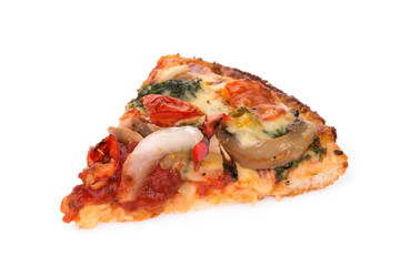 pizza piece with vegetable isolated on white background