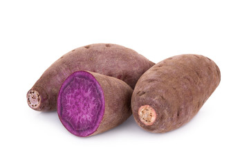 purple sweet potato or yam isolated on white background