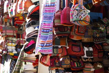 alpaca wool products with colorful traditional patterns