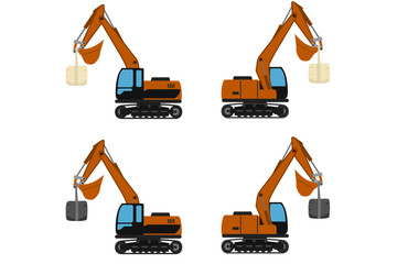 ショベルカーと土嚢