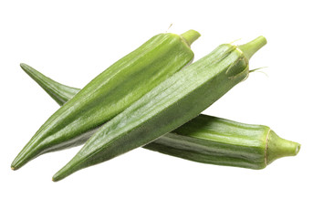 Fresh young okra isolated on white background