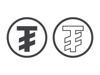 Obraz premium Mongolian tugrik currency symbol, vector illustration isolated on white