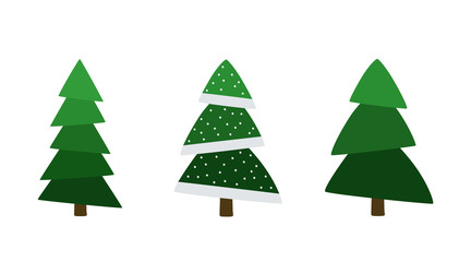 Christmas. Set of Christmas trees with festive decoration. Cartoon flat style. Vector illustration