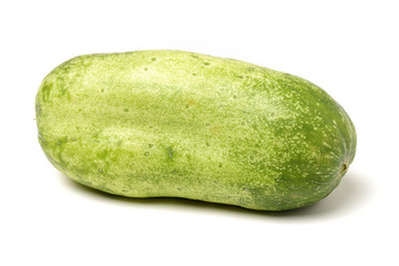 overripe cucumber on white background