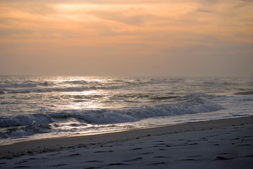 Fototapeta na wymiar Winter sunset on the Gulf of Mexico