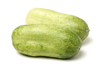 overripe cucumber on white background