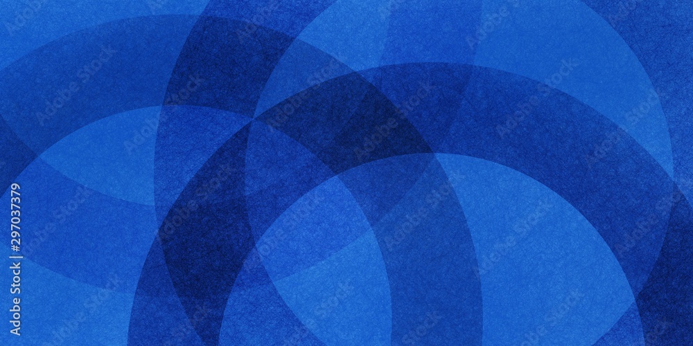 Sticker blue and black abstract background with circle curves and striped lines or ribbon shapes layered in 
