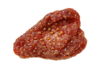 Dried strawberry on white background