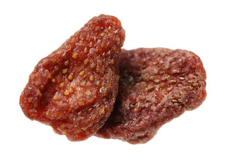 Dried strawberry on white background