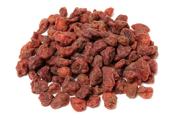 Dried strawberry on white background