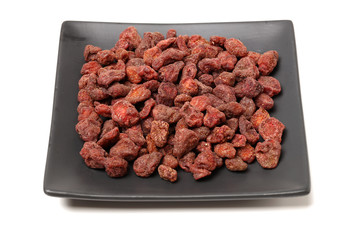 Dried strawberry on white background