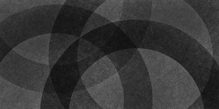 black abstract background with gray circle curves and striped lines or ribbon shapes layered in abstract modern art style background pattern, textured background