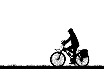 Silhouette  Cycling  on white  background.