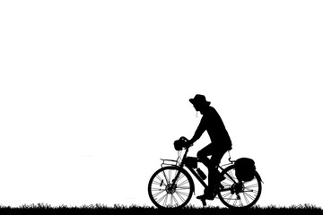 Fototapeta na wymiar Silhouette Cycling on white background.
