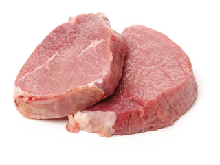 Fresh raw beef on white background